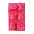 Forma silicon pentru prajituri, Tema Craciun, Trasura, Om de zapada, Ren, 6 cavitati, Rosu, 27 cm, 485COF