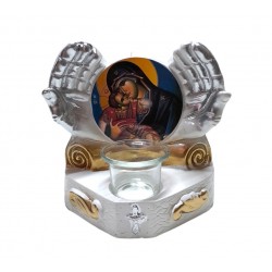 Candela cu doua maini, Fecioara Maria cu pruncul IIsus Hristos, 17 cm, GXL047