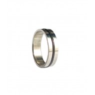 Inel cu dunga neagra, Argintiu, Marimea 22, BR81-5