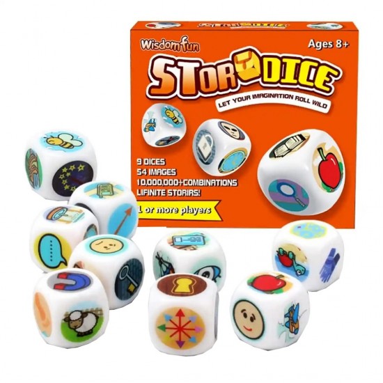 Joc educativ si logopedie, Set 9 zaruri pentru crearea povestilor, 54 de imagini unice, 1TOY Joc educativ si logopedie, Set 9 zaruri pentru crearea povestilor, 54 de imagini unice, 1TOY