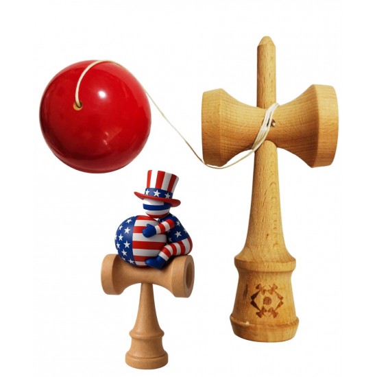 Kendama din lemn natural, Bila lemn + Sticker Waterproof USA pentru telefon, 152KD Kendama din lemn natural, Bila lemn + Sticker Waterproof USA pentru telefon, 152KD