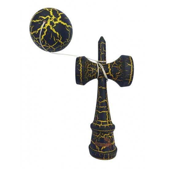 Kendama profesionala, Bila din lemn, Negru Galben, 52KD