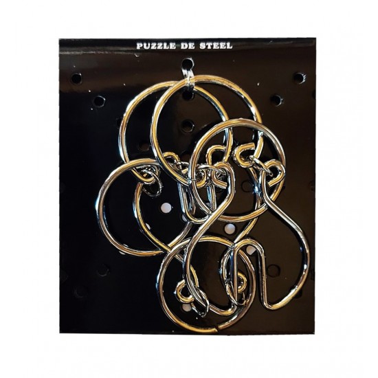 Puzzle brain twister din metal, Pentru copii si adolescenti, 10 cm, 476CUB-6