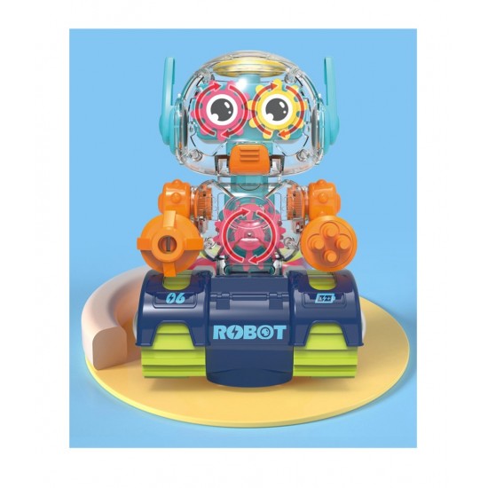 Robot Transparent Gear, Canta si lumineaza, Albastru, 17133SX-1