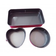 Set 3 Tavi mini  pentru  prajituri, Dreptunghiular, rotund, inima,156COF
