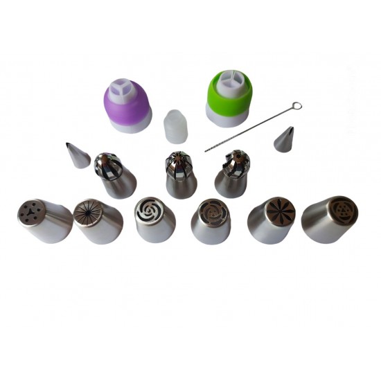 Set duiuri de ornat prajituri din inox, 15 Accesoii, 4 cm, 361COF Set duiuri de ornat prajituri din inox, 15 Accesoii, 4 cm, 361COF