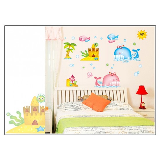 Sticker decorativ, Animale marine, 130 cm, 786STK
