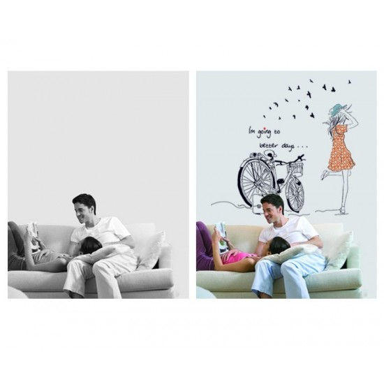 Sticker decorativ, Bicicleta, Better days, 95 cm, 708STK Sticker decorativ, Bicicleta, Better days, 95 cm, 708STK