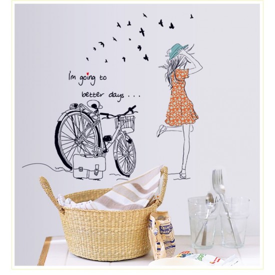 Sticker decorativ, Bicicleta, Better days, 95 cm, 708STK Sticker decorativ, Bicicleta, Better days, 95 cm, 708STK