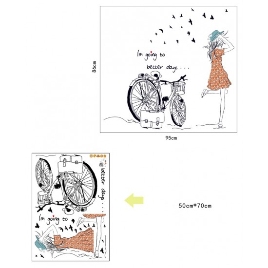 Sticker decorativ, Bicicleta, Better days, 95 cm, 708STK Sticker decorativ, Bicicleta, Better days, 95 cm, 708STK