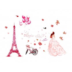 Sticker decorativ, Bonjour Paris, 130 cm, 782STK