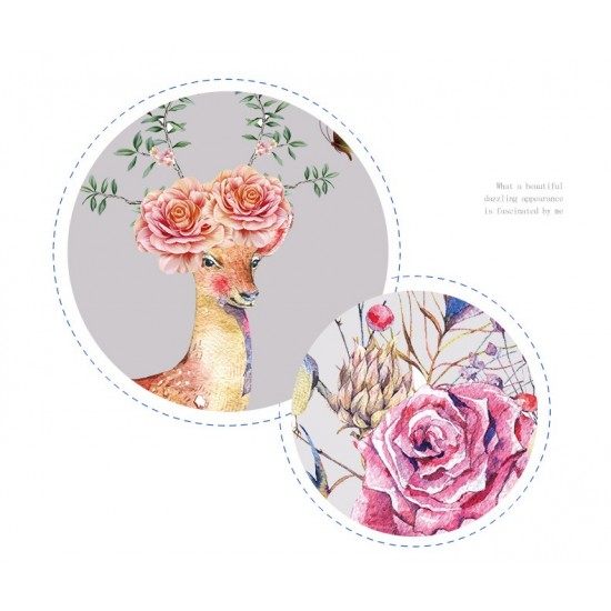Sticker decorativ, Caprioare, Flori, 95 cm, 788STK