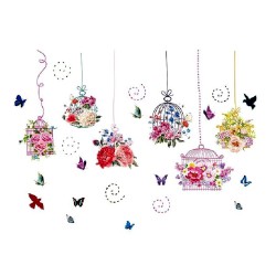 Sticker decorativ, Colivii cu flori, 150 cm, 776STK