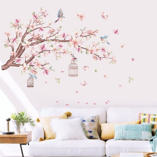 Sticker decorativ, Creanga de copca cu flori roz, 90 cm, 1138STK Sticker decorativ, Creanga de copca cu flori roz, 90 cm, 1138STK