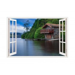Sticker decorativ, Fereastra 3D, Apa, 85 cm, 535STK