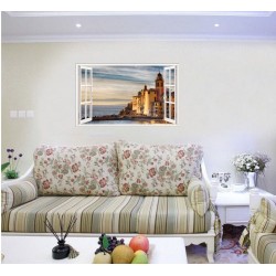 Sticker decorativ, Fereastra 3D, Camogli liguria, 85 cm, 671STK Sticker decorativ, Fereastra 3D, Camogli liguria, 85 cm, 671STK