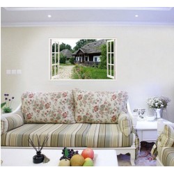 Sticker decorativ, Fereastra 3D, Casa, 85 cm, 637STK