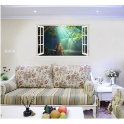 Sticker decorativ, Fereastra 3D, Cascada, 85 cm, 616STK