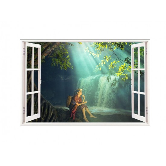Sticker decorativ, Fereastra 3D, Cascada, 85 cm, 616STK Sticker decorativ, Fereastra 3D, Cascada, 85 cm, 616STK