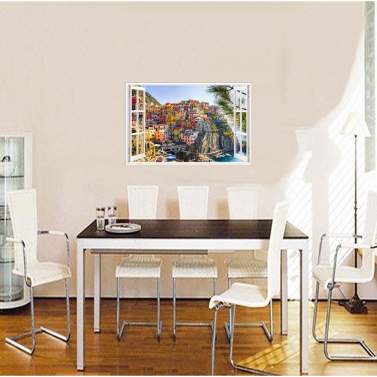 Sticker decorativ, Fereastra 3D, Cinque Terre, 85 cm, 673STK Sticker decorativ, Fereastra 3D, Cinque Terre, 85 cm, 673STK