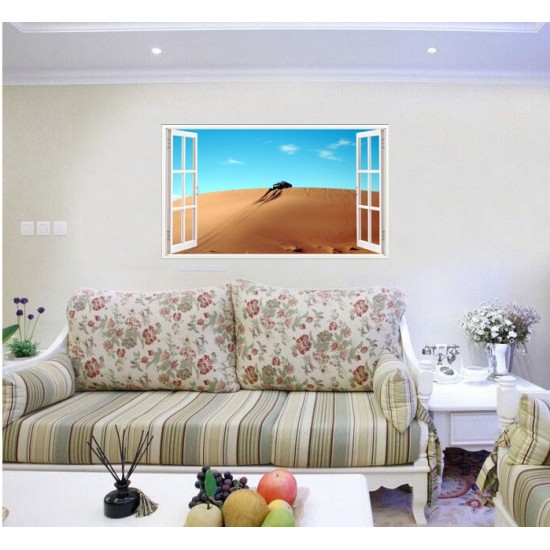 Sticker decorativ, Fereastra 3D, Dune de nisip, 85 cm, 622STK