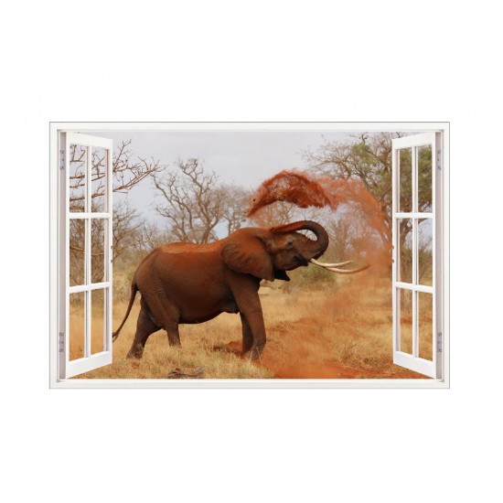 Sticker decorativ, Fereastra 3D, Elefant, 85 cm, 614STK Sticker decorativ, Fereastra 3D, Elefant, 85 cm, 614STK