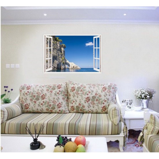 Sticker decorativ, Fereastra 3D, Insula Zakynthos, 85 cm, 675STK Sticker decorativ, Fereastra 3D, Insula Zakynthos, 85 cm, 675STK