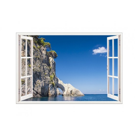 Sticker decorativ, Fereastra 3D, Insula Zakynthos, 85 cm, 675STK Sticker decorativ, Fereastra 3D, Insula Zakynthos, 85 cm, 675STK