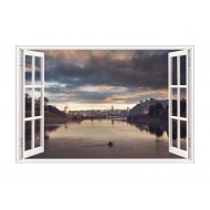 Sticker decorativ, Fereastra 3D, Lac, 85 cm, 542STK-2 Sticker decorativ, Fereastra 3D, Lac, 85 cm, 542STK-2