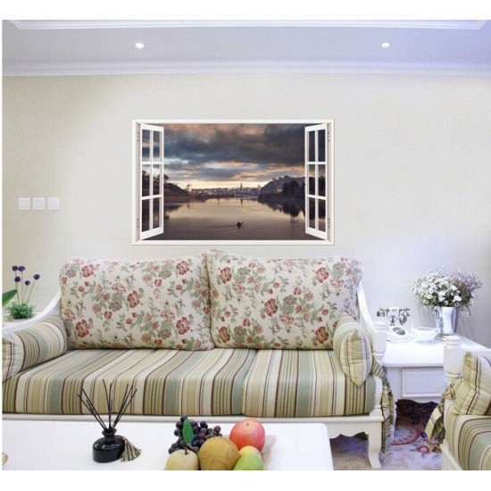 Sticker decorativ, Fereastra 3D, Lac, 85 cm, 542STK-2 Sticker decorativ, Fereastra 3D, Lac, 85 cm, 542STK-2