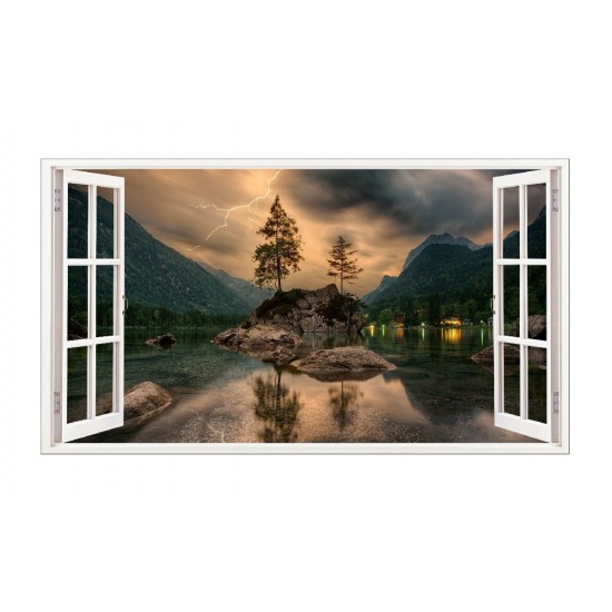 Sticker decorativ, Fereastra 3D, Lac, 85 cm, 542STK Sticker decorativ, Fereastra 3D, Lac, 85 cm, 542STK