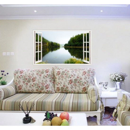 Sticker decorativ, Fereastra 3D, Lac, 85 cm, 558STK Sticker decorativ, Fereastra 3D, Lac, 85 cm, 558STK