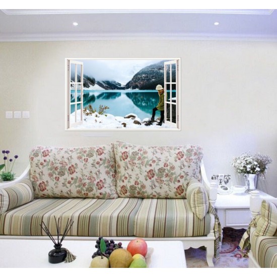Sticker decorativ, Fereastra 3D, Lac, 85 cm, 560STK Sticker decorativ, Fereastra 3D, Lac, 85 cm, 560STK