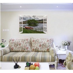 Sticker decorativ, Fereastra 3D, Lac, 85 cm, 606STK
