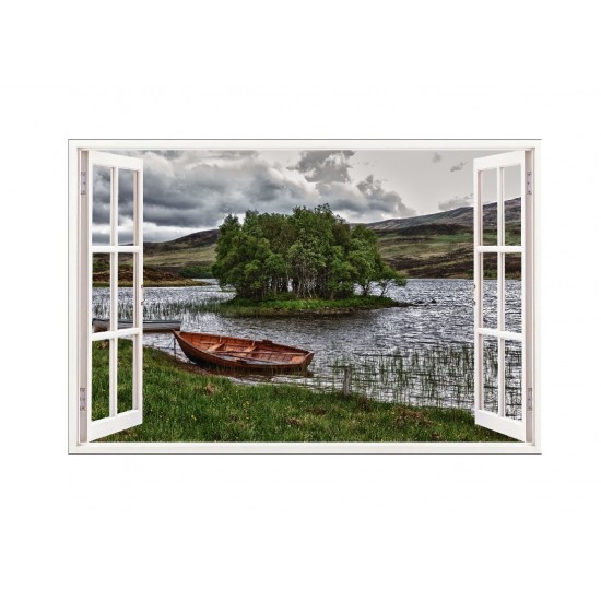 Sticker decorativ, Fereastra 3D, Lac, 85 cm, 606STK Sticker decorativ, Fereastra 3D, Lac, 85 cm, 606STK
