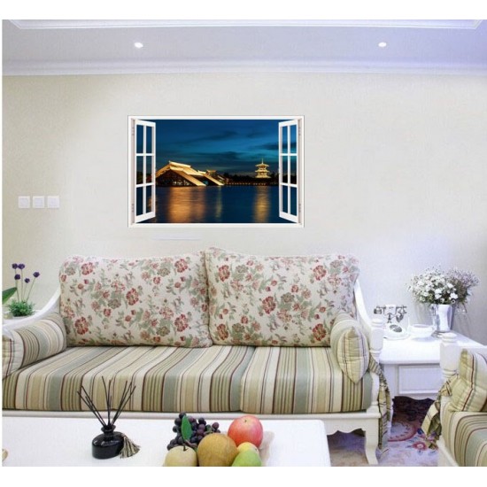 Sticker decorativ, Fereastra 3D, Mare, 85 cm, 697STK