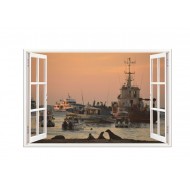 Sticker decorativ, Fereastra 3D, Nave marine, 85 cm, 668STK Sticker decorativ, Fereastra 3D, Nave marine, 85 cm, 668STK