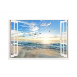 Sticker decorativ, Fereastra 3D, Ocean, 85 cm, 584STK