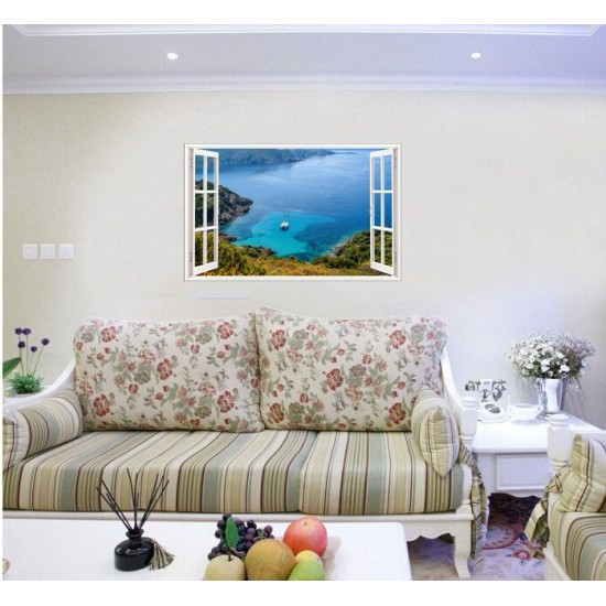 Sticker decorativ, Fereastra 3D, Ocean, 85 cm, 665STK