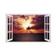 Sticker decorativ, Fereastra 3D, Ocean, Apus, 85 cm, 585STK Sticker decorativ, Fereastra 3D, Ocean, Apus, 85 cm, 585STK