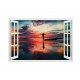 Sticker decorativ, Fereastra 3D, Ocean, Apus, 85 cm, 586STK