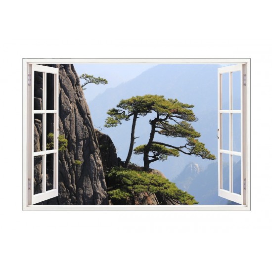 Sticker decorativ, Fereastra 3D, Peisaj de munte, 85 cm, 579STK Sticker decorativ, Fereastra 3D, Peisaj de munte, 85 cm, 579STK