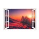 Sticker decorativ, Fereastra 3D, Peisaj de munte, Apus, 85 cm, 582STK