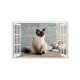 Sticker decorativ, Fereastra 3D, Pisica, 85 cm, 501STK Sticker decorativ, Fereastra 3D, Pisica, 85 cm, 501STK