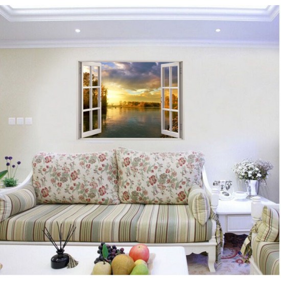 Sticker decorativ, Fereastra 3D, Rasarit, 85 cm, 516STK Sticker decorativ, Fereastra 3D, Rasarit, 85 cm, 516STK