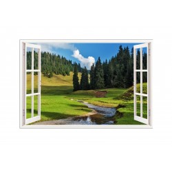 Sticker decorativ, Fereastra 3D, Rau, 85 cm, 633STK