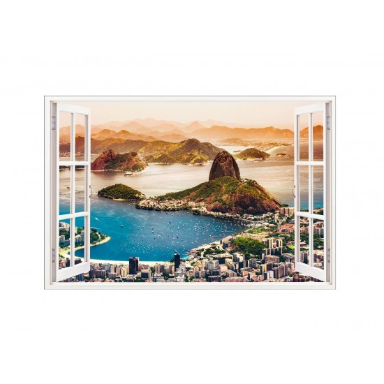 Sticker decorativ, Fereastra 3D, Rio de Janeiro, 85 cm, 569STK Sticker decorativ, Fereastra 3D, Rio de Janeiro, 85 cm, 569STK