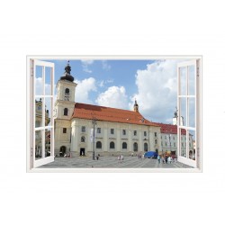 Sticker decorativ, Fereastra 3D, Sibiu, 85 cm, 631STK