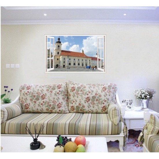 Sticker decorativ, Fereastra 3D, Sibiu, 85 cm, 631STK Sticker decorativ, Fereastra 3D, Sibiu, 85 cm, 631STK