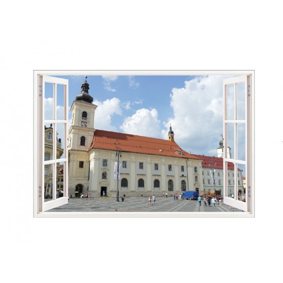 Sticker decorativ, Fereastra 3D, Sibiu, 85 cm, 631STK Sticker decorativ, Fereastra 3D, Sibiu, 85 cm, 631STK